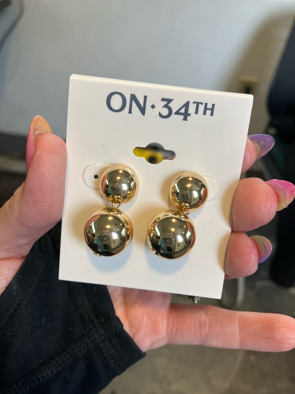 Gold Double Ball Drop Earrings
